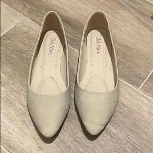Tan suede pointed toe flats